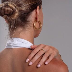 18K Gold Plated Medium Hoop Earrings